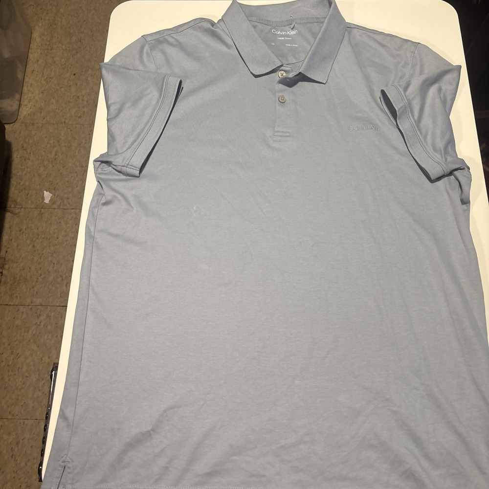 Calvin Klein Liquid Touch Polo Light Blue Heather Size L EXCELLENT